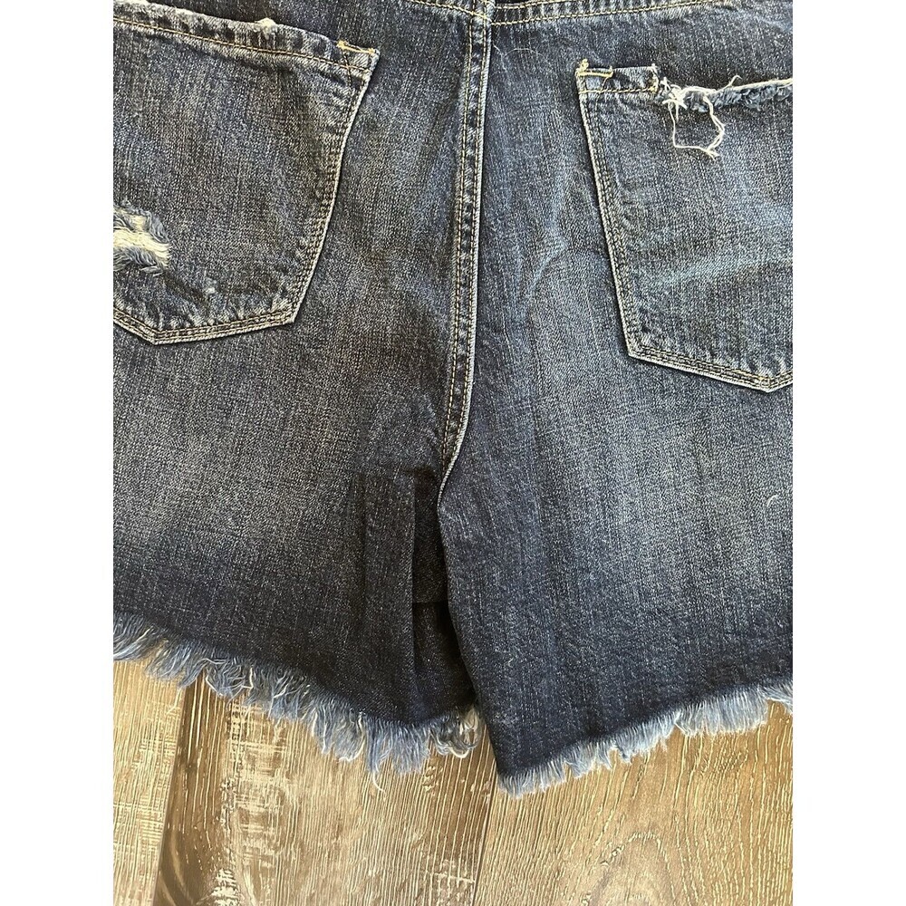 Kancan Distressed High Rise Frayed Hem Relaxed Denim Girlfriend Shorts 13/30 - Picture 3 of 11